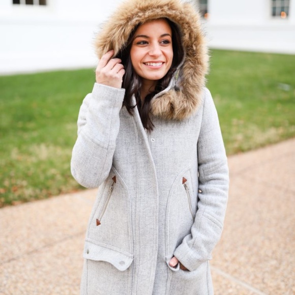 NWT J. Crew Chateau parka in Italian stadium-cloth wool coat heather dust size 0 - Picture 9 of 11